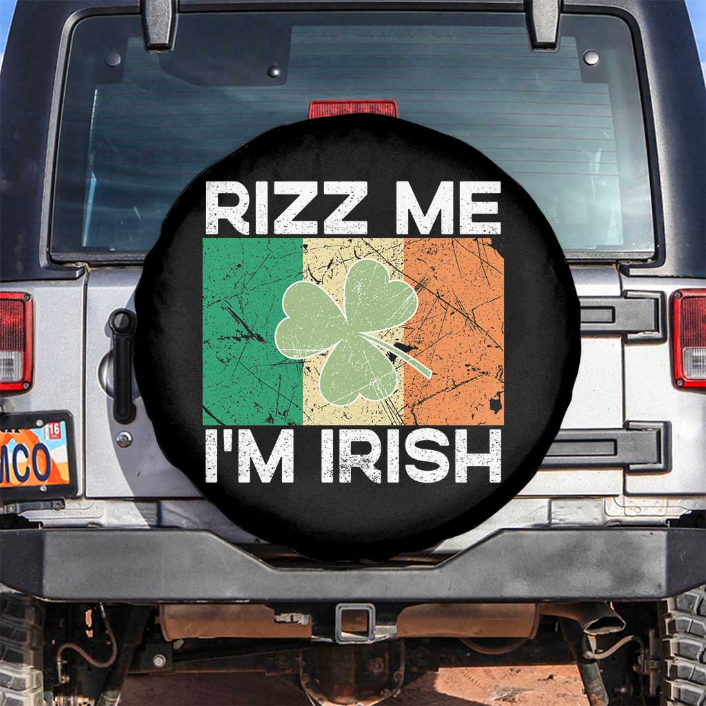 Funny St Patrick's Day Rizz Me I'm Irish Spare Tire Cover Shamrock Ireland Flag