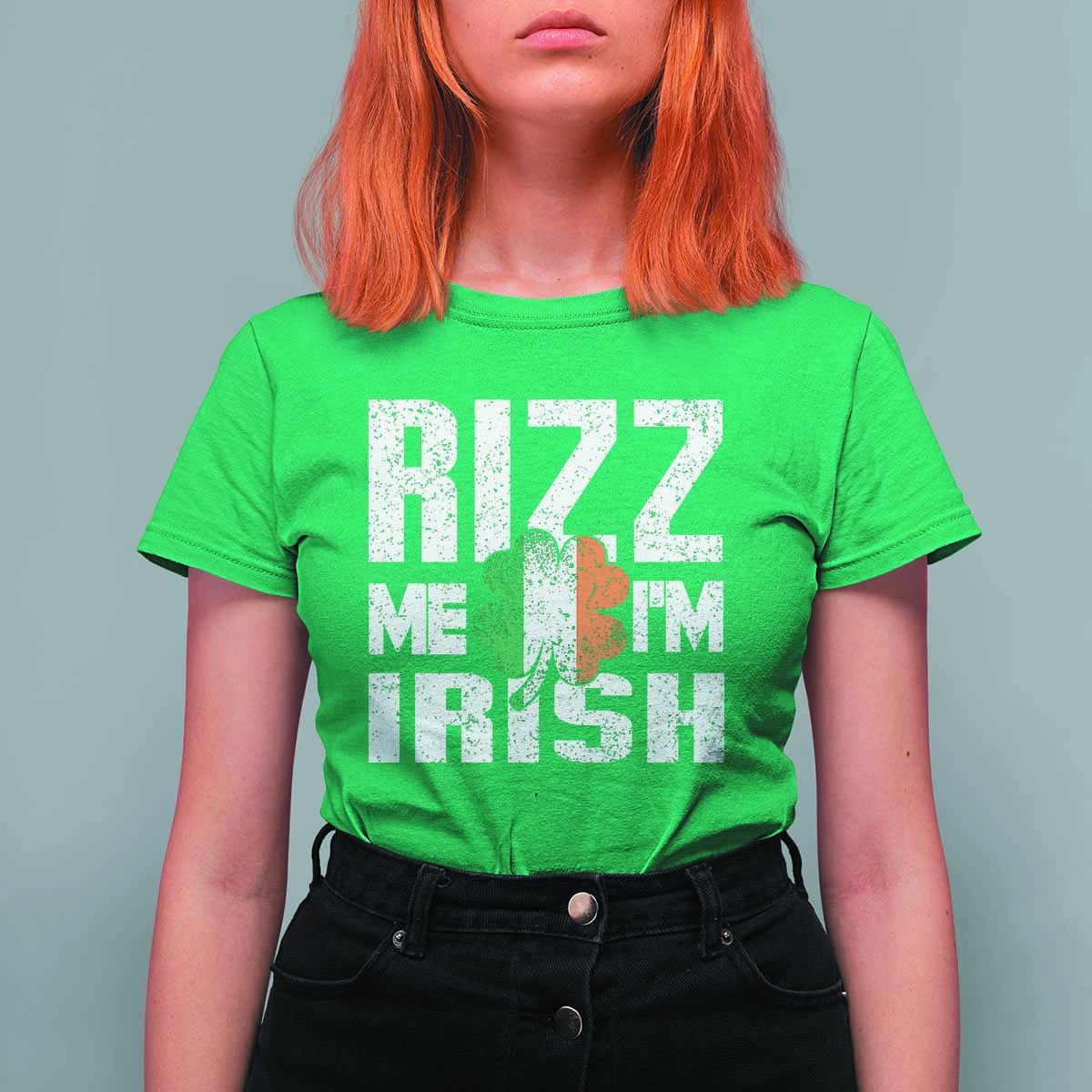 Funny Rizz Me I'm Irish T Shirt For Women St Patrick's Day Vintage Ireland Flag