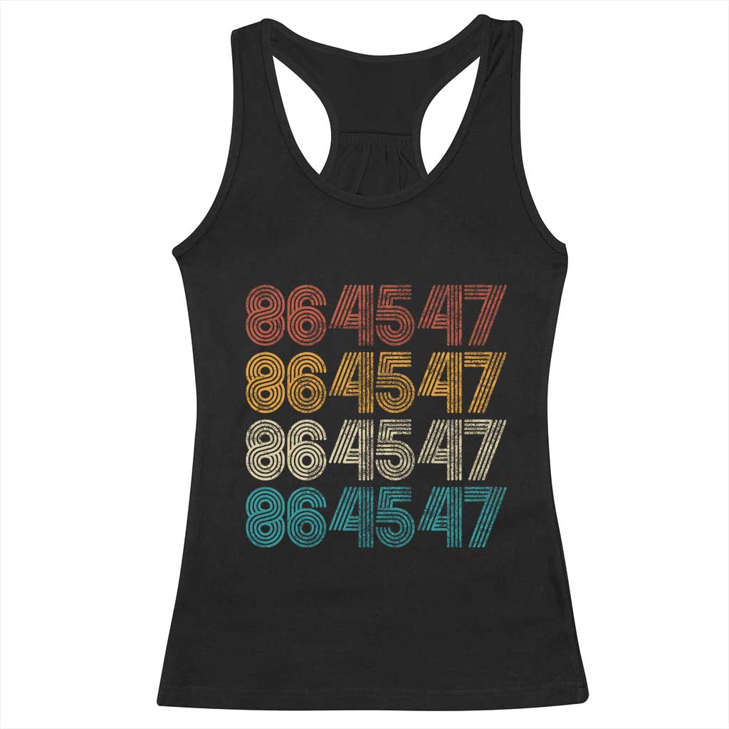 Funny Vintage 80s Style 86 45 47 Retro Stripes Racerback Tank Top