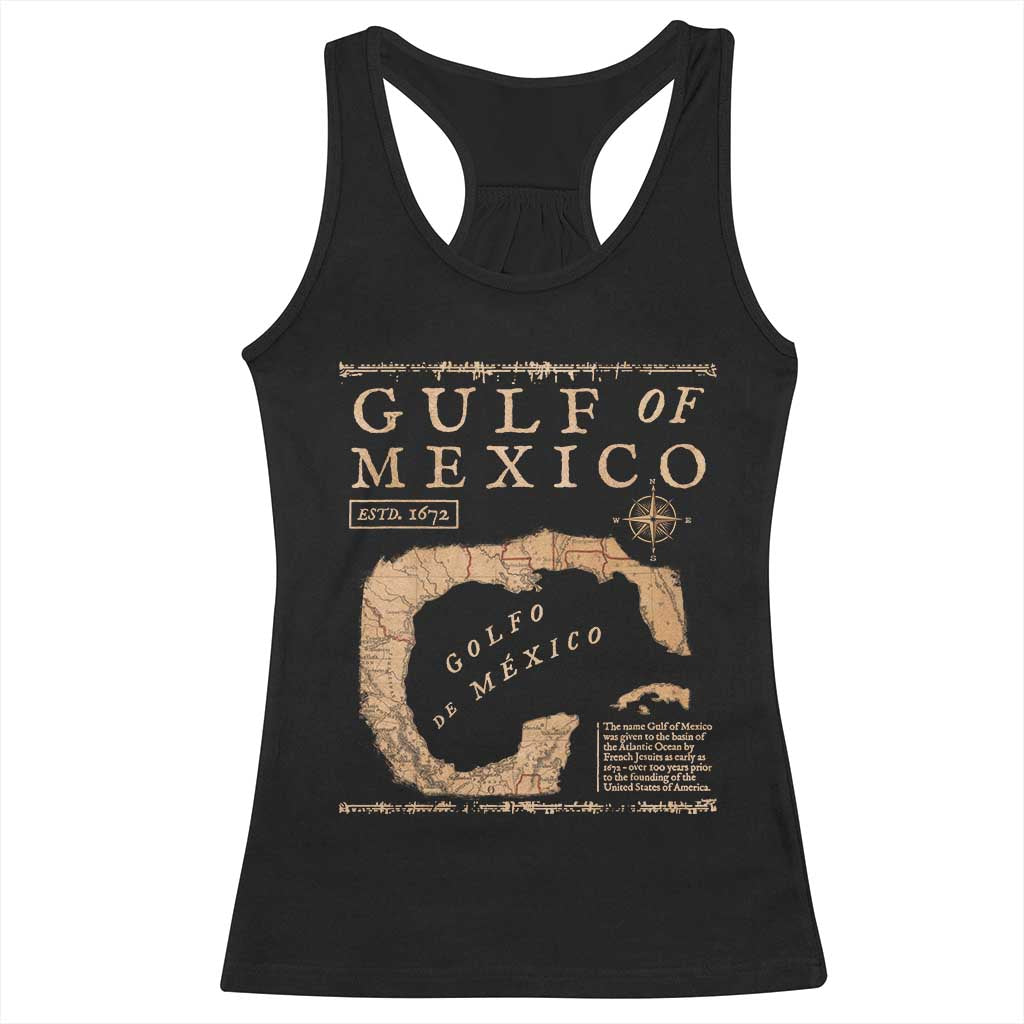 Gulf Of Mexico ESTD 1672 Racerback Tank Top Vintage Map