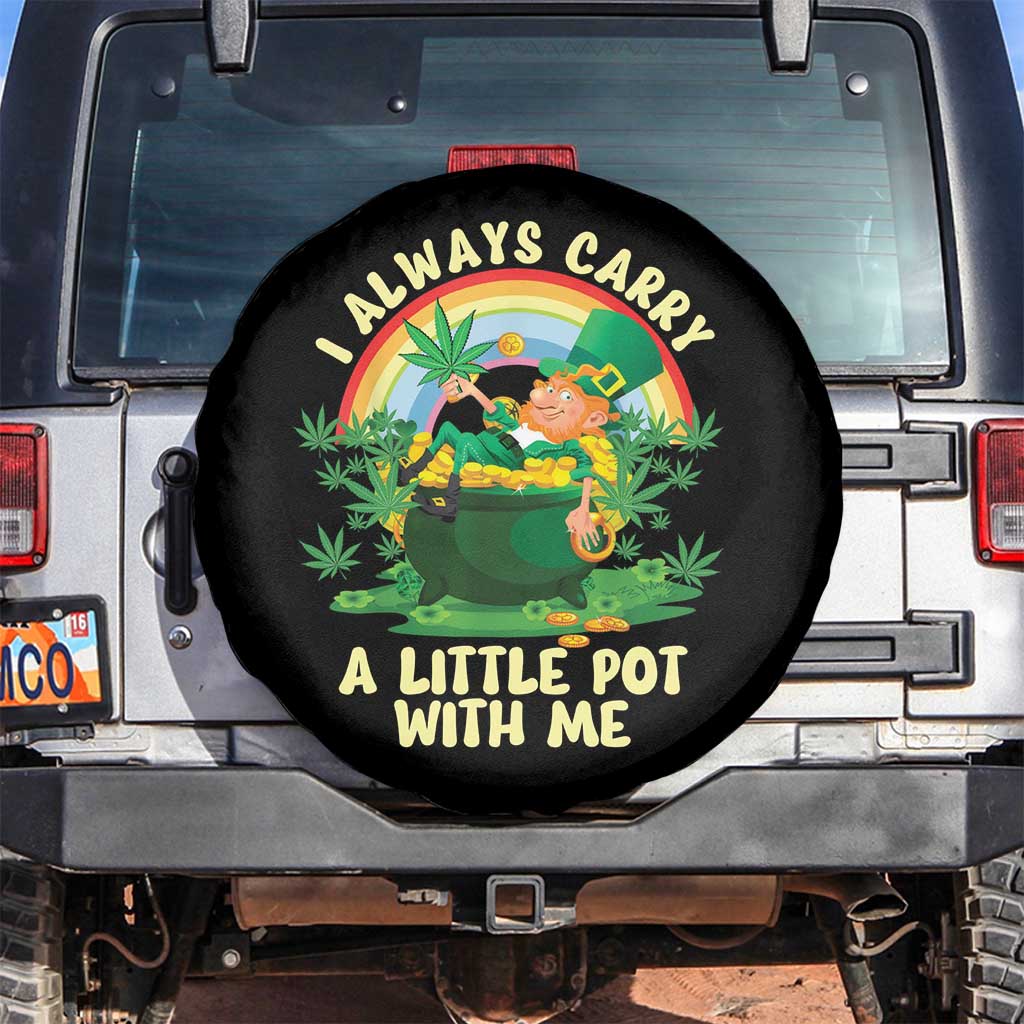 Funny St Patrick's Day Cannabis Weed Spare Tire Cover I Always Carry A Little Pot Leprechaun