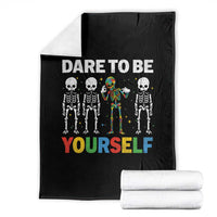 Autism Awareness 67 Throw Blanket Dare To Be Yourself Six Seven Autism Skeleton