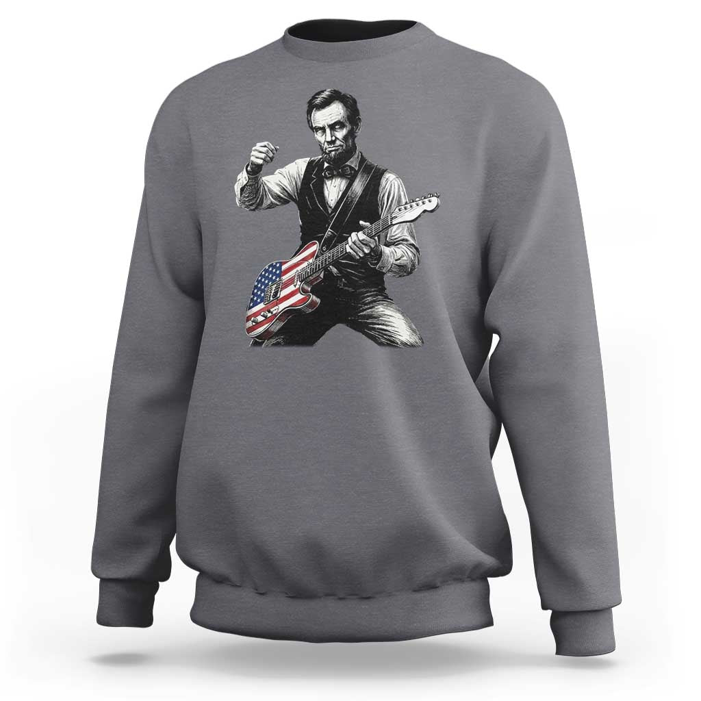 Abraham Lincoln Playing Guitar Vintage American Flag Sweatshirt