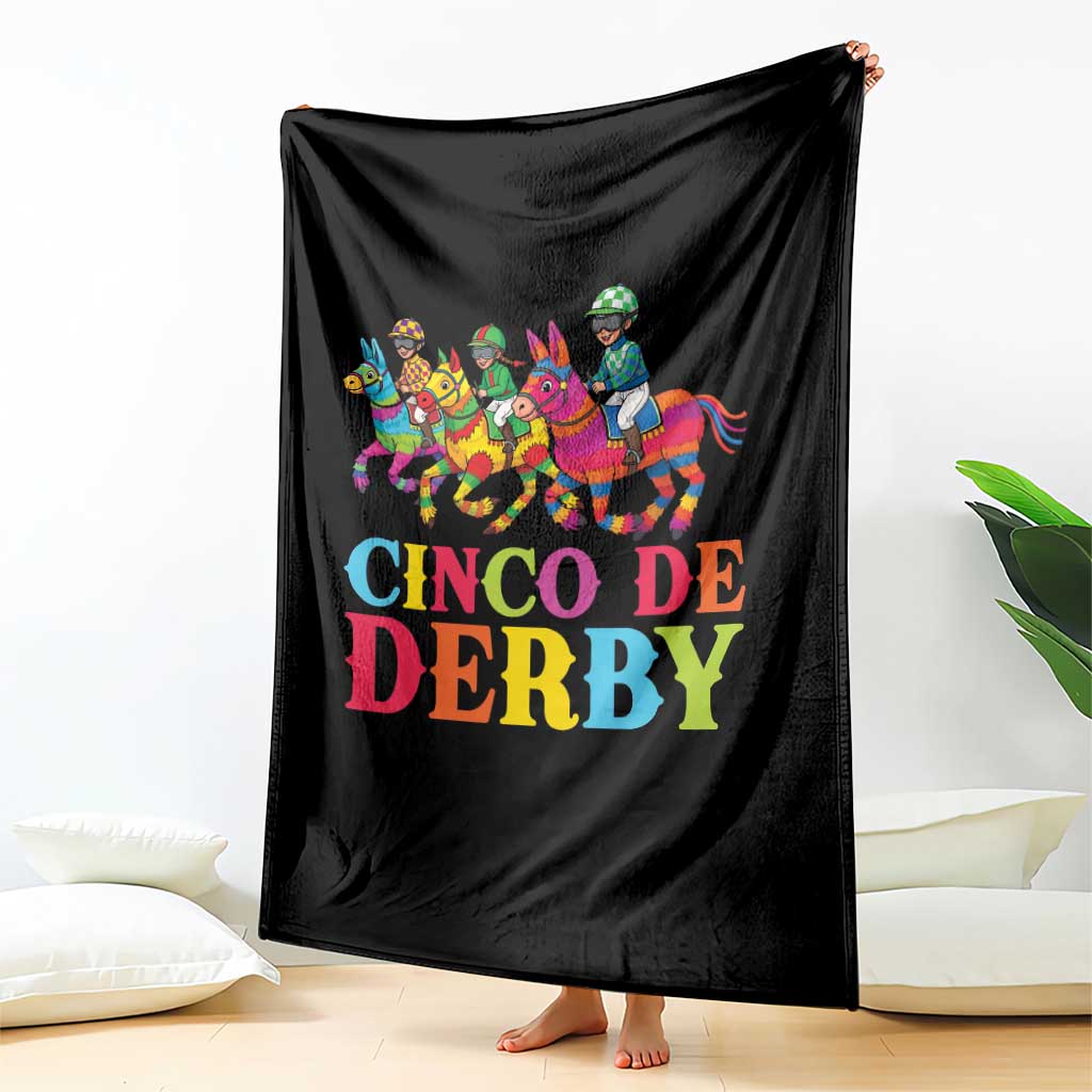 Cinco De Derby Throw Blanket Funny Mexican Derby Pinata Horse Race
