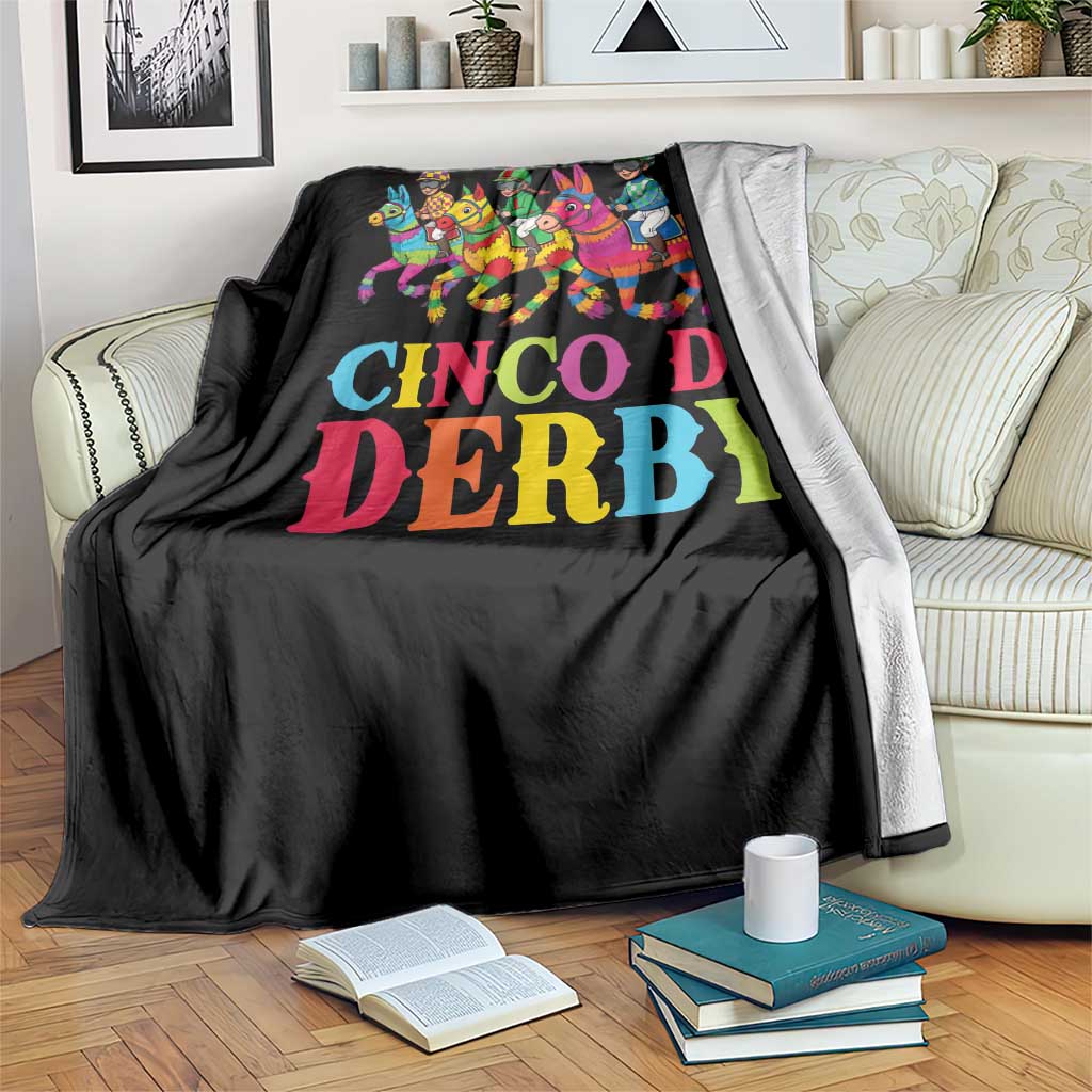 Cinco De Derby Throw Blanket Funny Mexican Derby Pinata Horse Race
