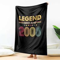 June 18th Birthday Throw Blanket Legends Since June 2008 Retro Bday