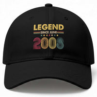 June 18th Birthday Baseball Cap Legends Since June 2008 Retro Bday