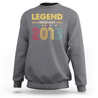 May 13th Birthday Sweatshirt Legends Since May 2013 Retro Bday