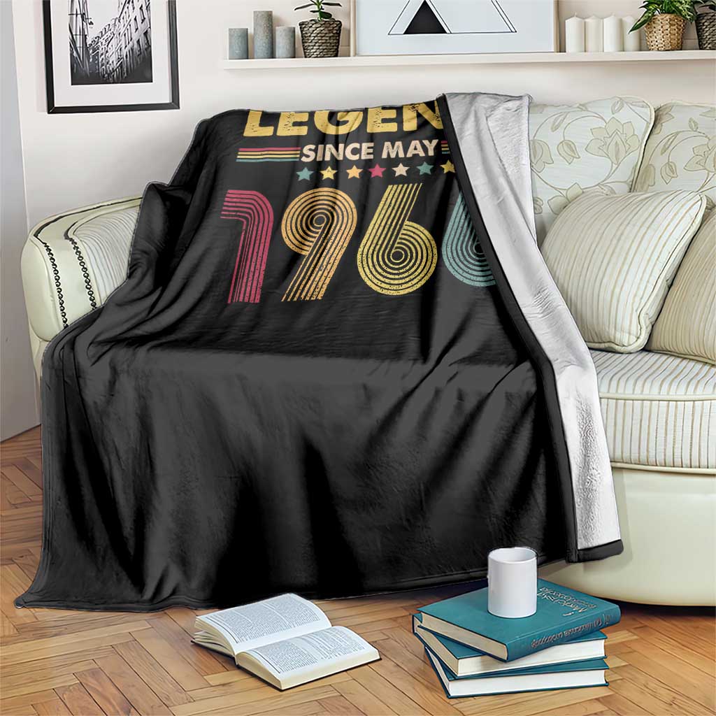 May 60th Birthday Throw Blanket Legends Since May 1966 Retro Bday