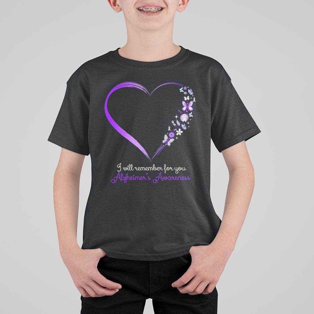 Alzheimer's And Brain Awareness T Shirt For Kid I Will Remember For You Daisy Flower Butterfly - Wonder Print Shop