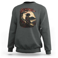 Funny African America Samurai Sweatshirt Japanese Art Black Warrior Sakura