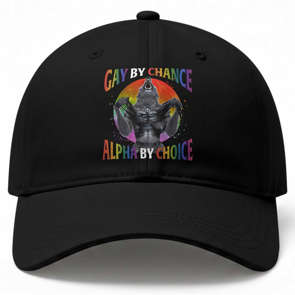 Funny Gay By Chance Alpha By Choice Baseball Cap Wolf Alpha LGBTQ