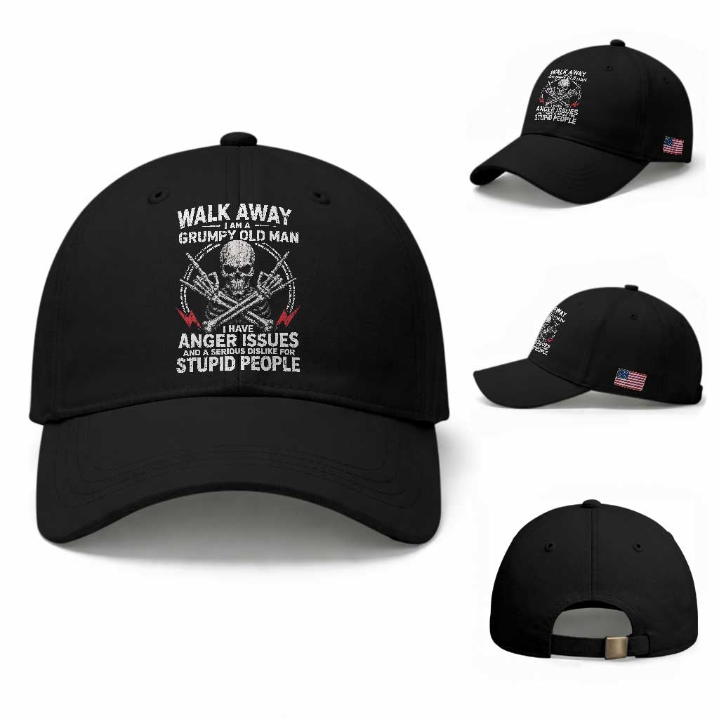 Walk Away I Am A Grumpy Old Man I Have Anger Issues Baseball Cap Funny Senior Citizen