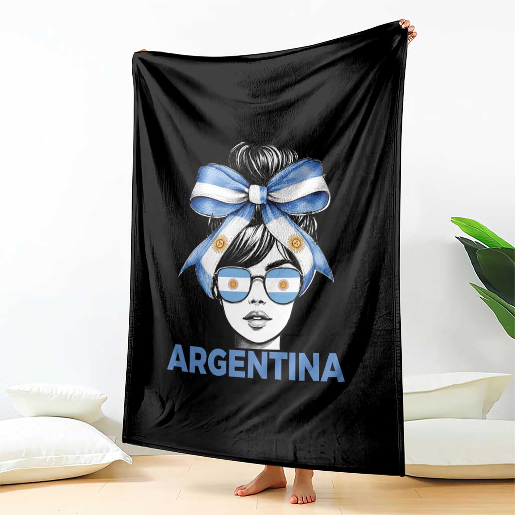 Messy Bun Argentina Pride Argentinian Girl Throw Blanket