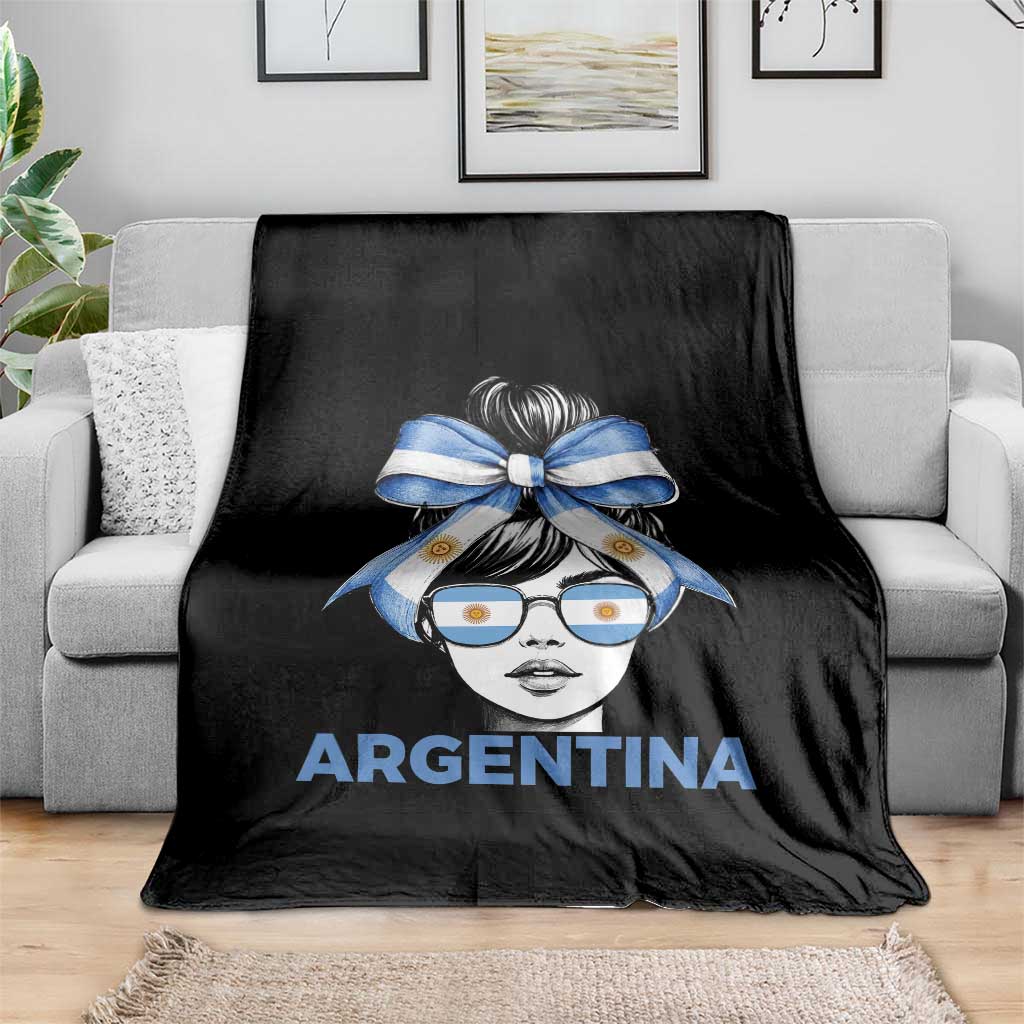 Messy Bun Argentina Pride Argentinian Girl Throw Blanket