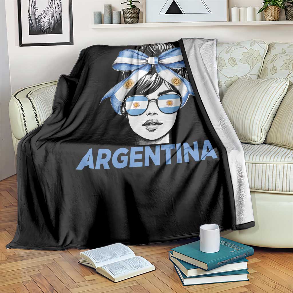 Messy Bun Argentina Pride Argentinian Girl Throw Blanket
