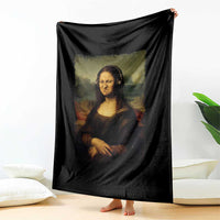 Funny Mona Lisa Bass Face Music Lovers DJs Throw Blanket