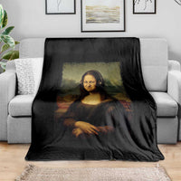 Funny Mona Lisa Bass Face Music Lovers DJs Throw Blanket