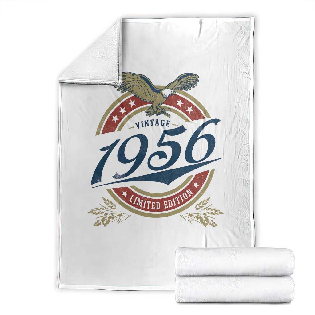 70th Birthday Beer Lover Vintage 1956 Limited Edition Throw Blanket Bald Eagle