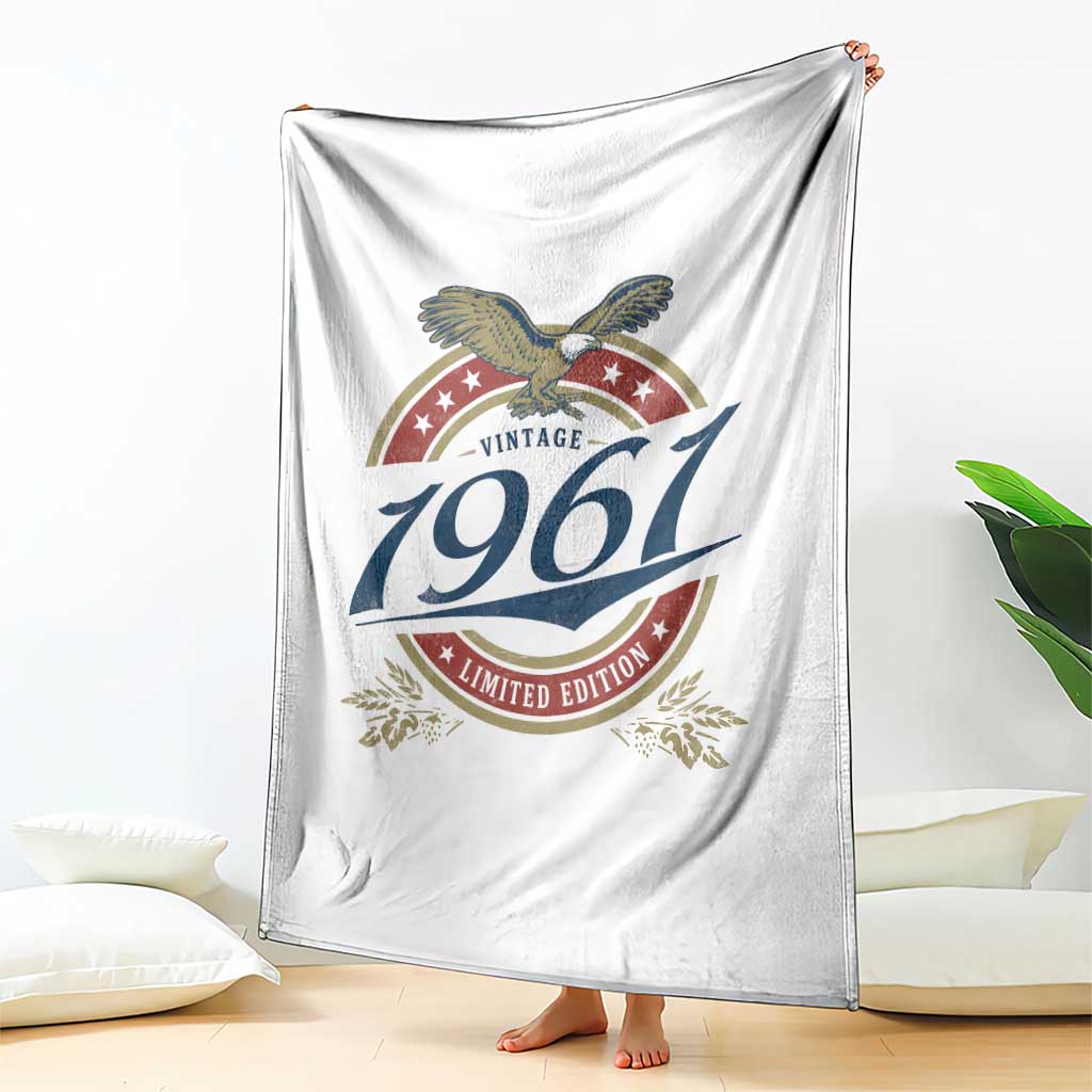 65th Birthday Beer Lover Vintage 1961 Limited Edition Throw Blanket Bald Eagle