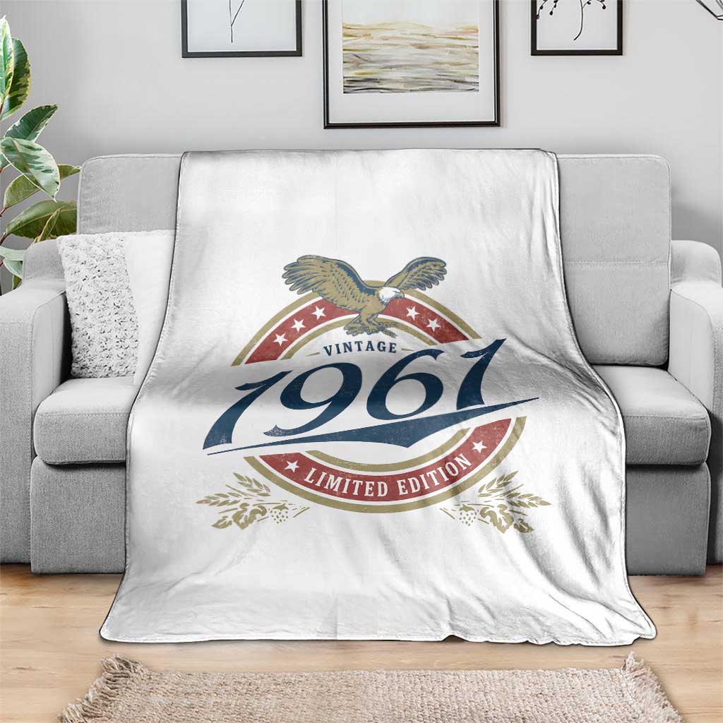 65th Birthday Beer Lover Vintage 1961 Limited Edition Throw Blanket Bald Eagle