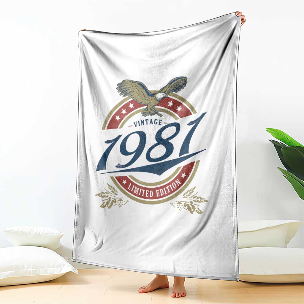 45th Birthday Beer Lover Vintage 1981 Limited Edition Throw Blanket Bald Eagle