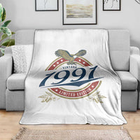 35th Birthday Beer Lover Vintage 1991 Limited Edition Throw Blanket Bald Eagle