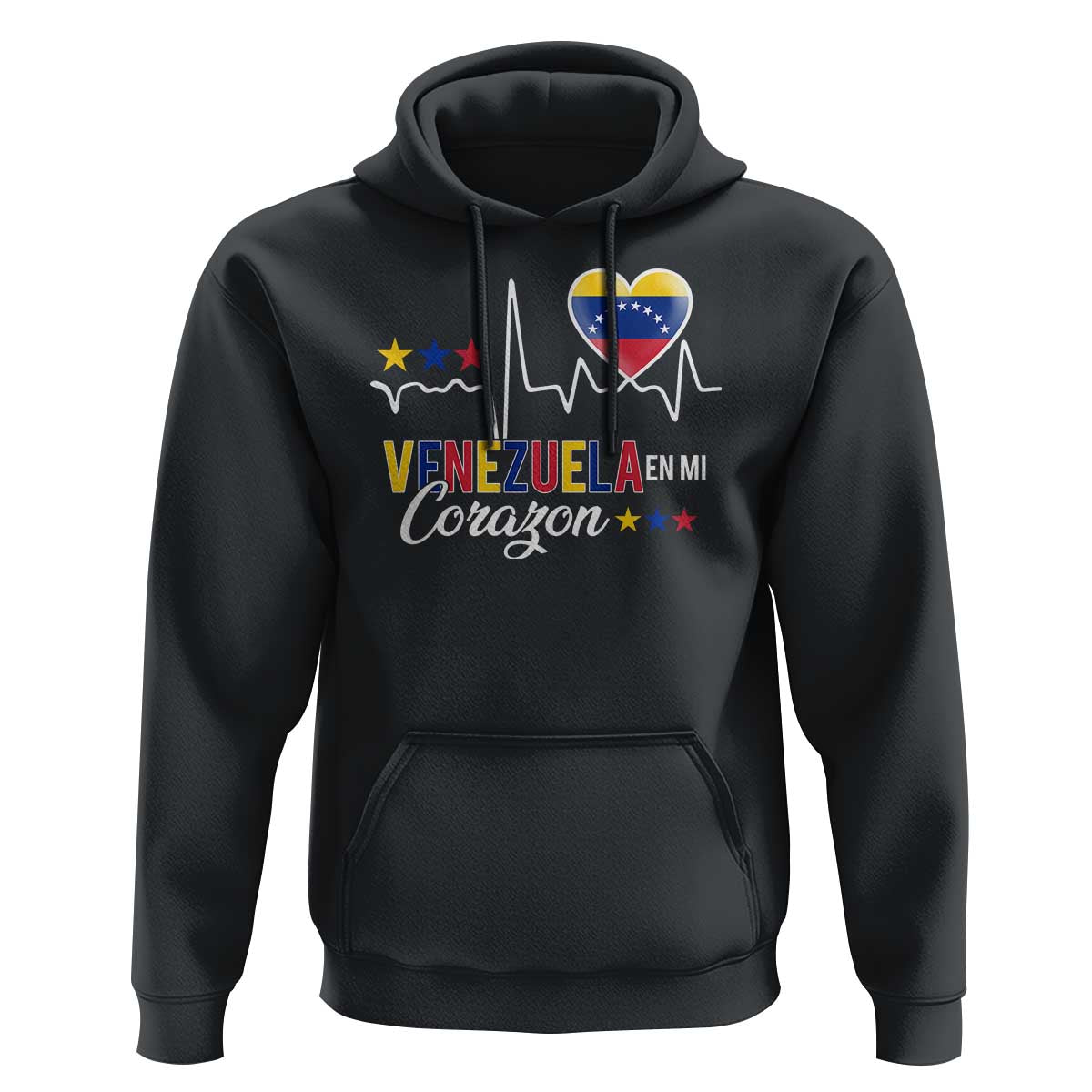 Venezuelan Pride Hoodie Venezuela En Mi Corazon Heartbeat Flag Star - Wonder Print Shop