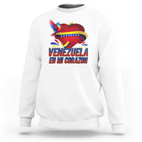 White sweatshirt with heart flag bird graphic and 'Venezuela' text