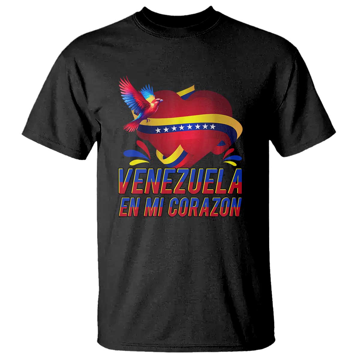 Venezuelan Pride T Shirt Venezuela En Mi Corazon Heart Flag Bird - Wonder Print Shop