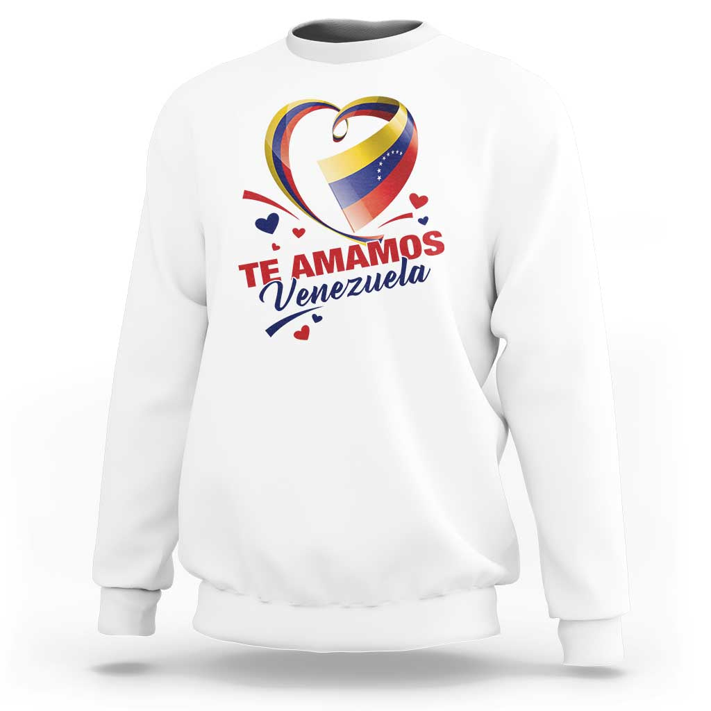 Venezuelan Pride Sweatshirt Te Amamos Venezuela Flag Heart - Wonder Print Shop