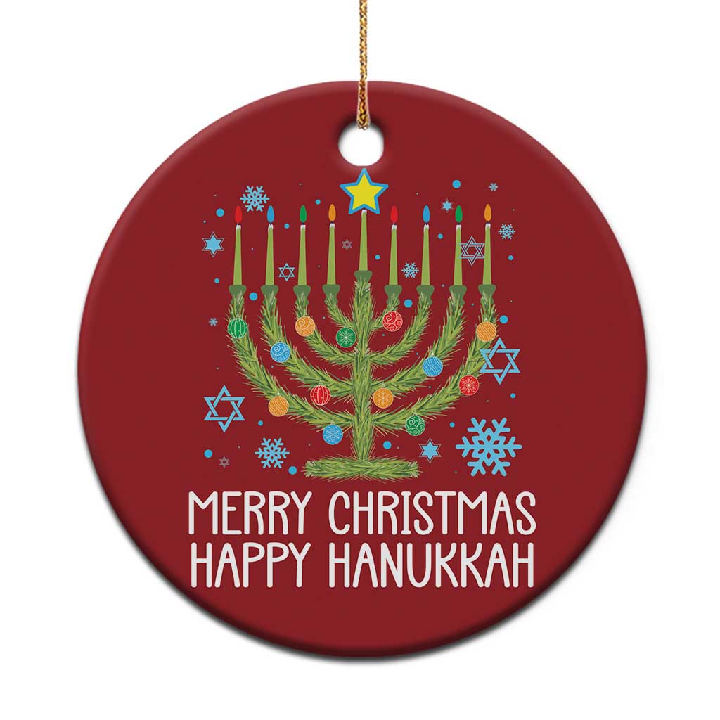 Funny Chrismukkah Christmas Ornament Merry Xmas Happy Hanukkah Xmas Tree Jewish Menorah - Wonder Print Shop