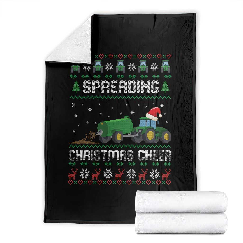 Spreading Christmas Cheer Throw Blanket Funny Farming Tractor Xmas - Wonder Print Shop
