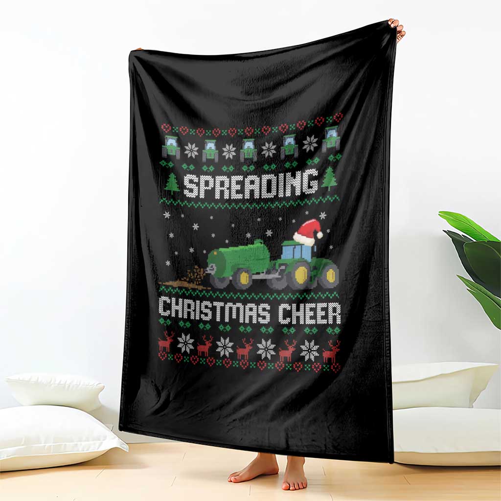 Spreading Christmas Cheer Throw Blanket Funny Farming Tractor Xmas - Wonder Print Shop