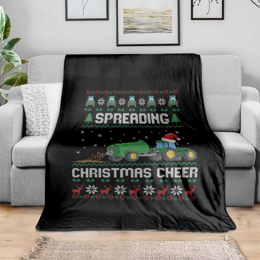Spreading Christmas Cheer Throw Blanket Funny Farming Tractor Xmas - Wonder Print Shop