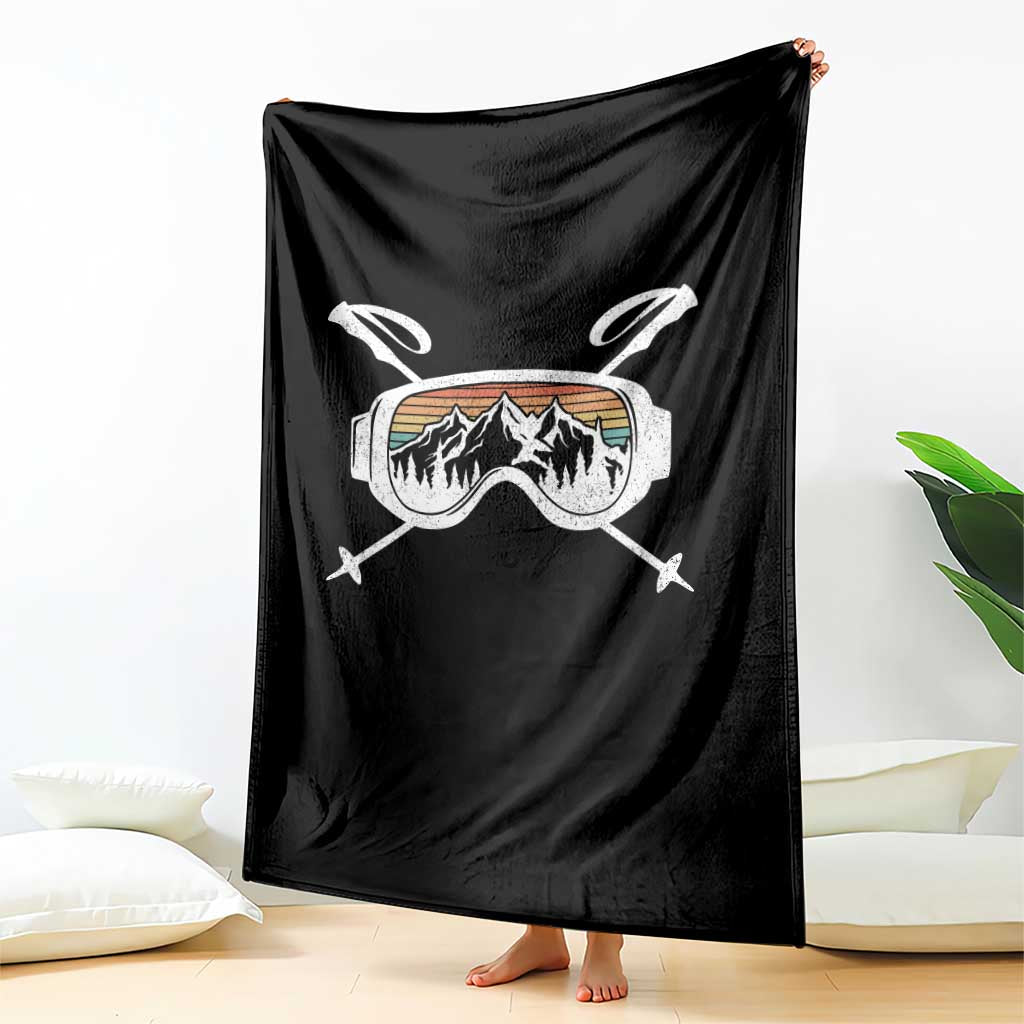 Ski Goggles Mountain Snow Skiing Retro Winter Vacation Throw Blanket - Wonder Print Shop