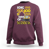 Maroon sweatshirt with excavator graphic and '100 Days of School' text on front