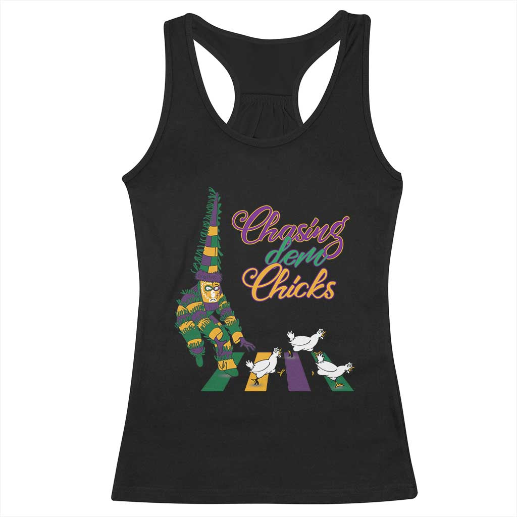 Funny Courir De Mardi Gras Racerback Tank Top Chasing Dem Chicks Carnival