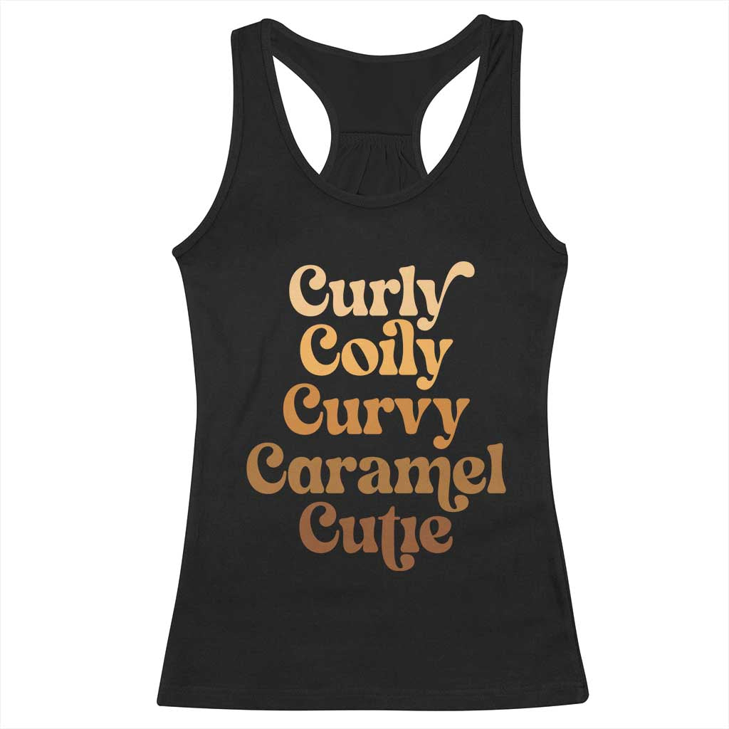 Afro Black Hair Melanin Racerback Tank Top Curly Coily Curvy Caramel Cutie