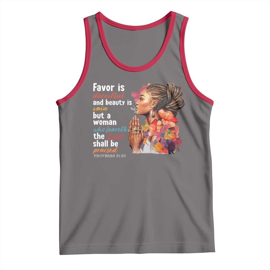 Christian African American Tank Top Favor Is Deceitful And Beauty Is Vain