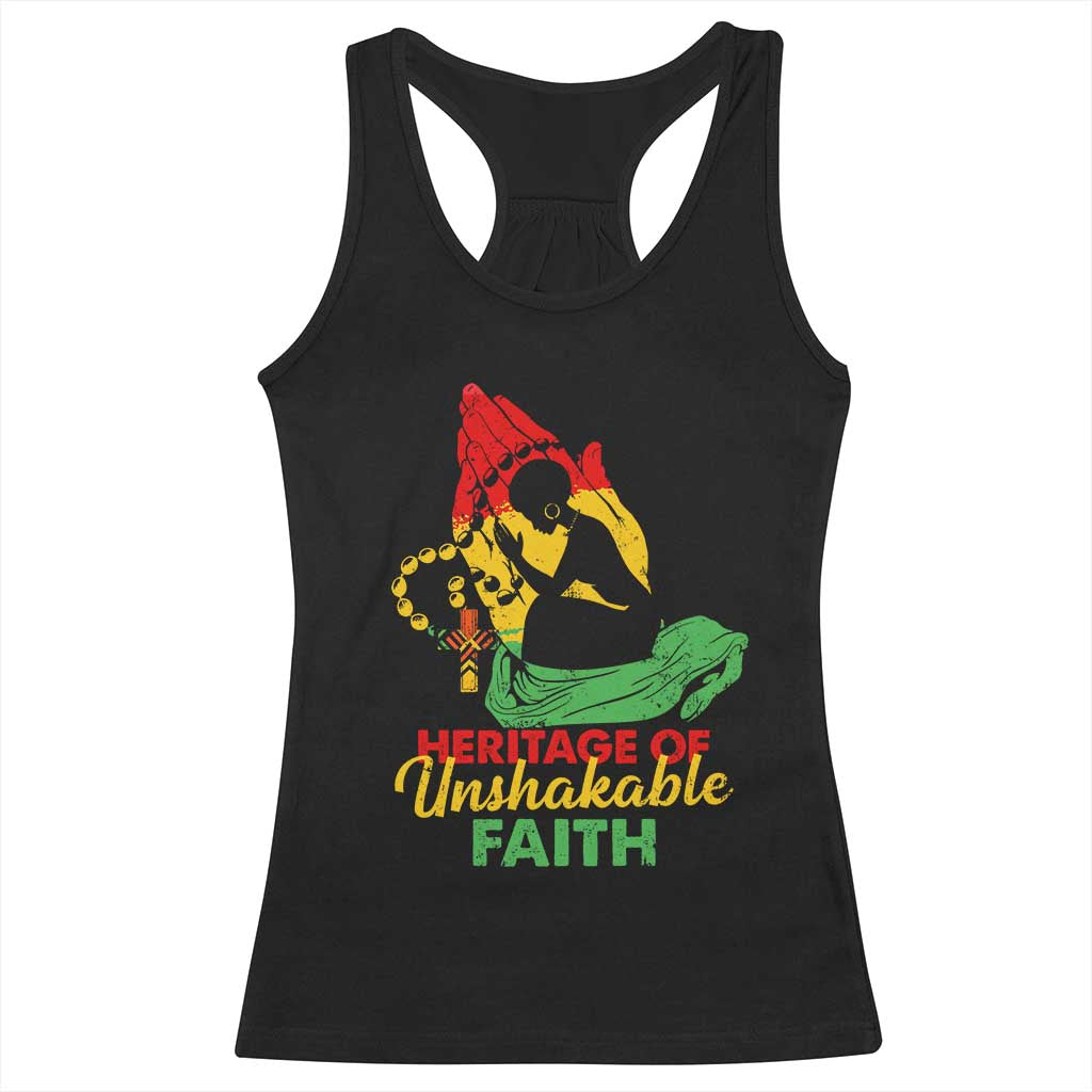 Christian African American Racerback Tank Top Heritage Of Unshakable Faith Black History Month