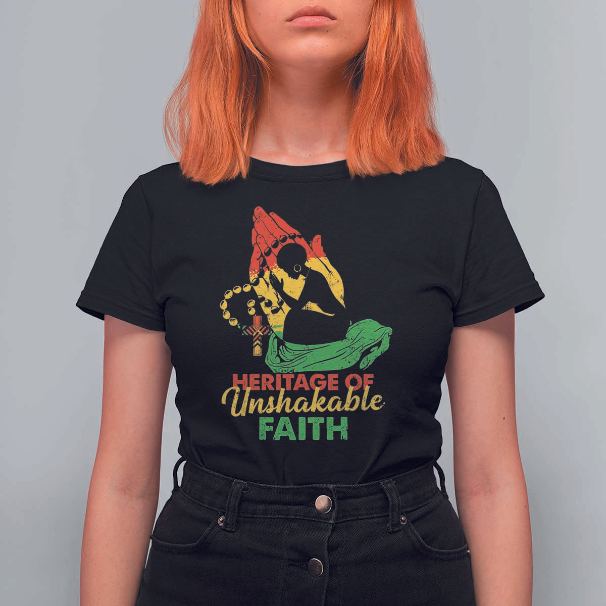 Christian African American T Shirt For Women Heritage Of Unshakable Faith Black History Month