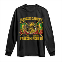 Black graphic long sleeve shirt with front circular portrait and bold text