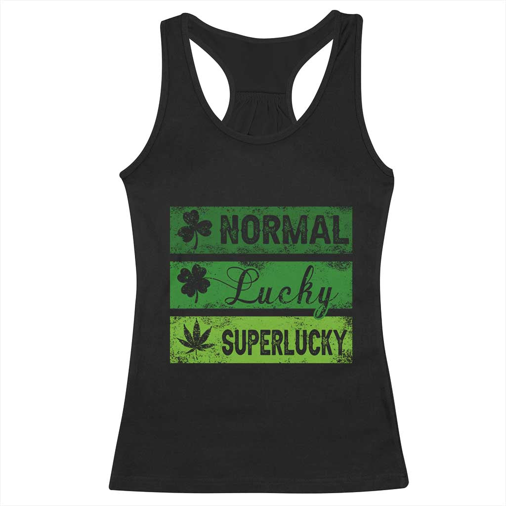 Funny St Patrick's Day Cannabis Weed Racerback Tank Top Normal Shamrock Lucky Clover Super Lucky Weed