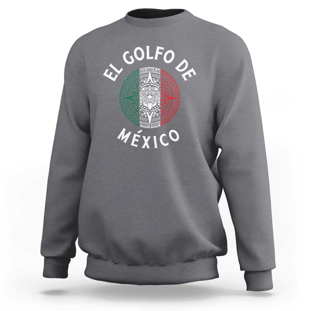 Charcoal gray crewneck sweatshirt with El Golfo de Mexico graphic front