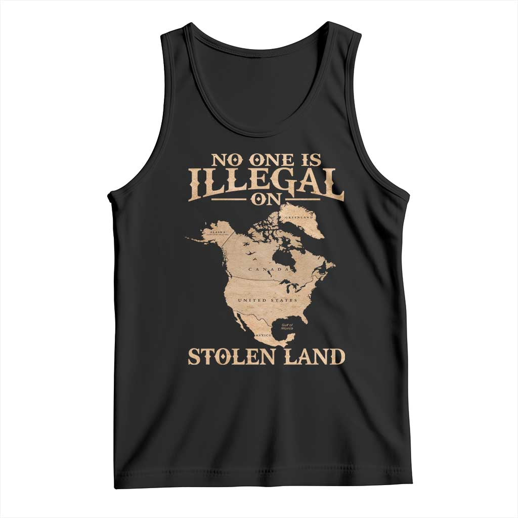 No One Is Illegal On Stolen Land Tank Top North America Vintage Map