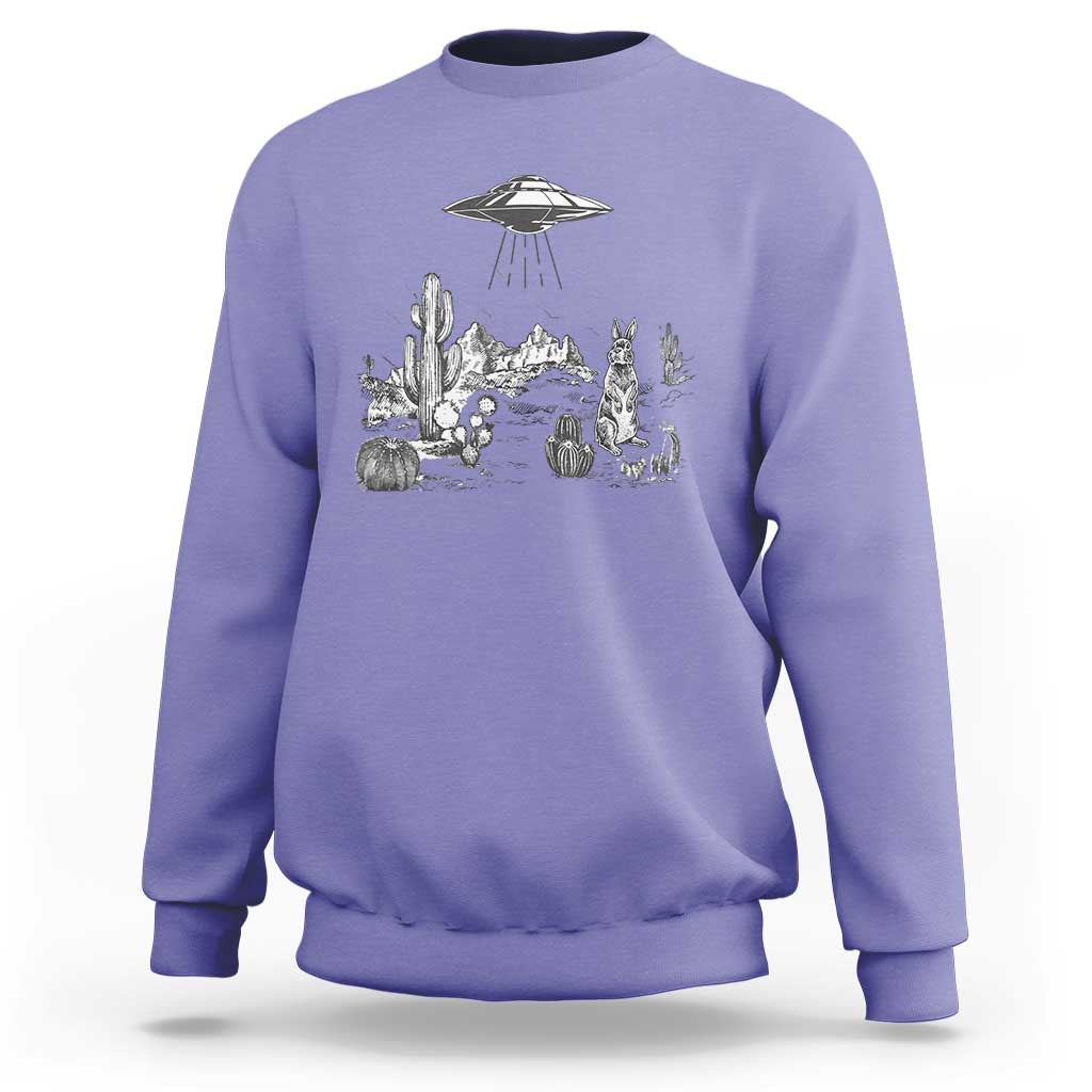 Funny Western Easter Day UFO Bunny Alien Sweatshirt