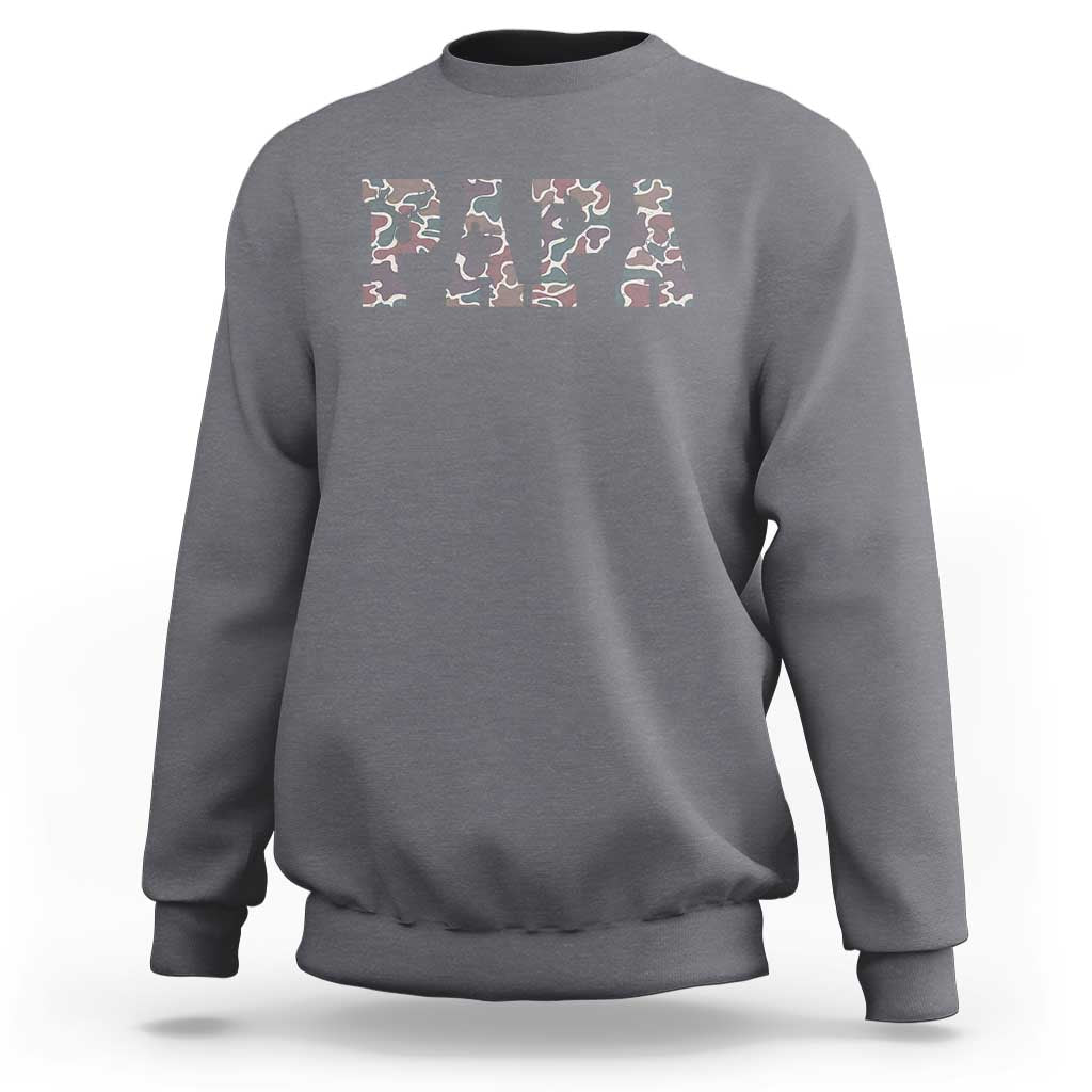 Funny Papa Hunting Sweatshirt Deer Hunter Father's Day Camouflage Flag
