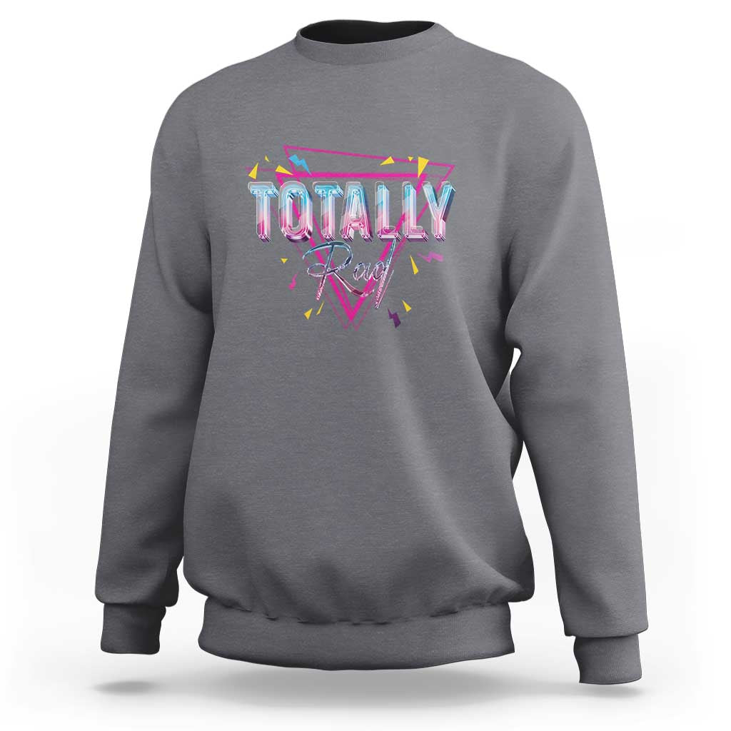 Charcoal gray crewneck sweatshirt with neon triangle graphic on the chest