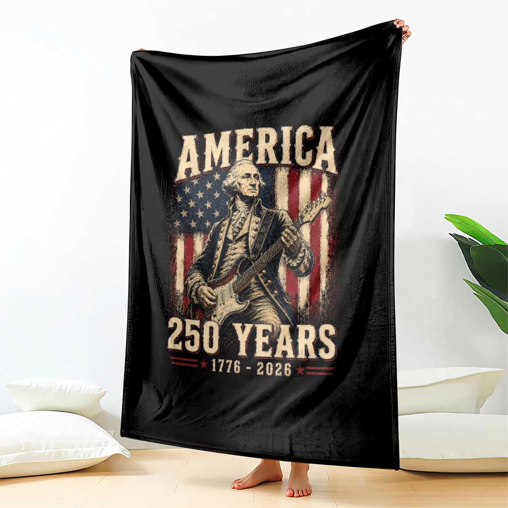 George Washington Playing Guitar 4th July US 250th Anniversary Throw Blanket